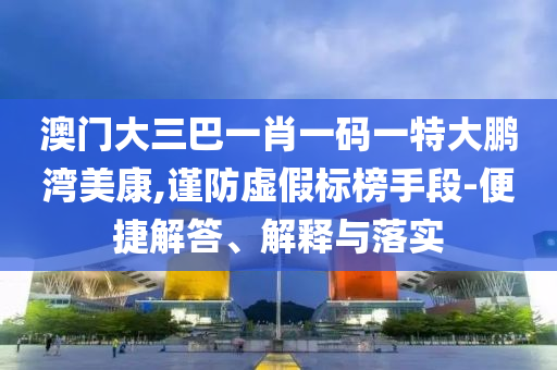 澳门大三巴一肖一码一特大鹏湾美康,谨防虚假标榜手段-便捷解答、解释与落实